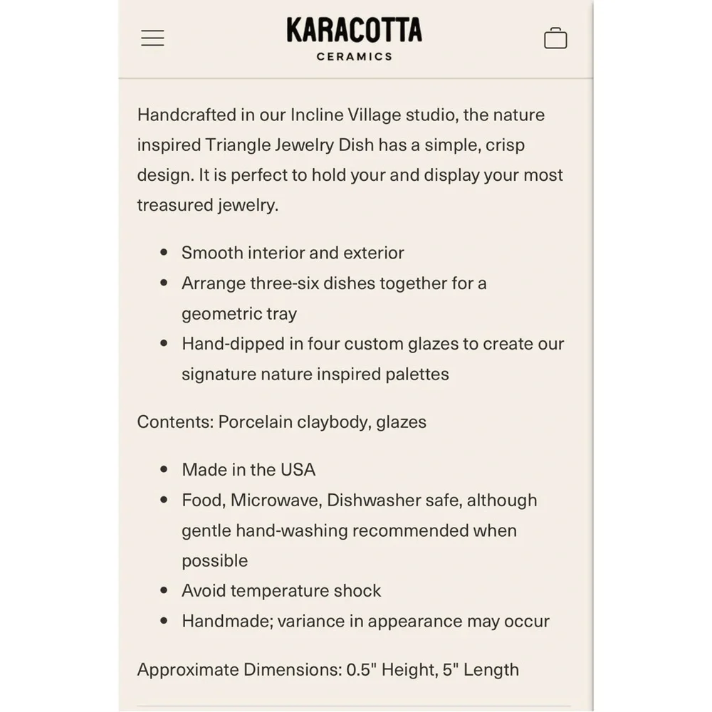 Karacotta Ceramics • Triangle Trinket‎ Dish